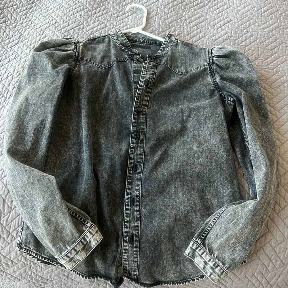 Mother black denim blouse Sz S NWOT